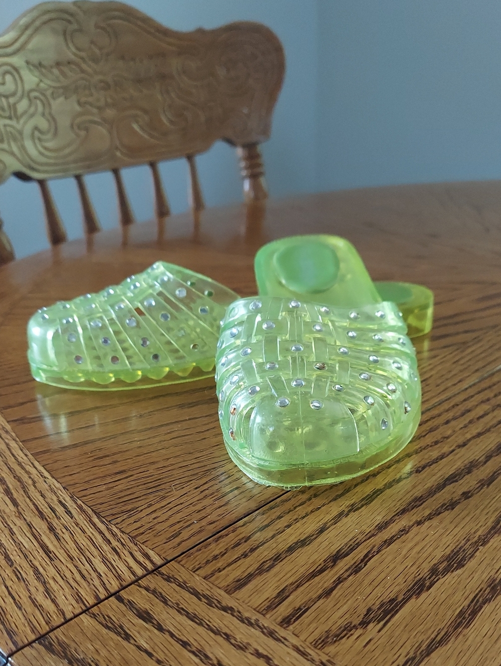 Vintage 80s Soho Jelly Slip-On Sandals With Silver Rhinestones